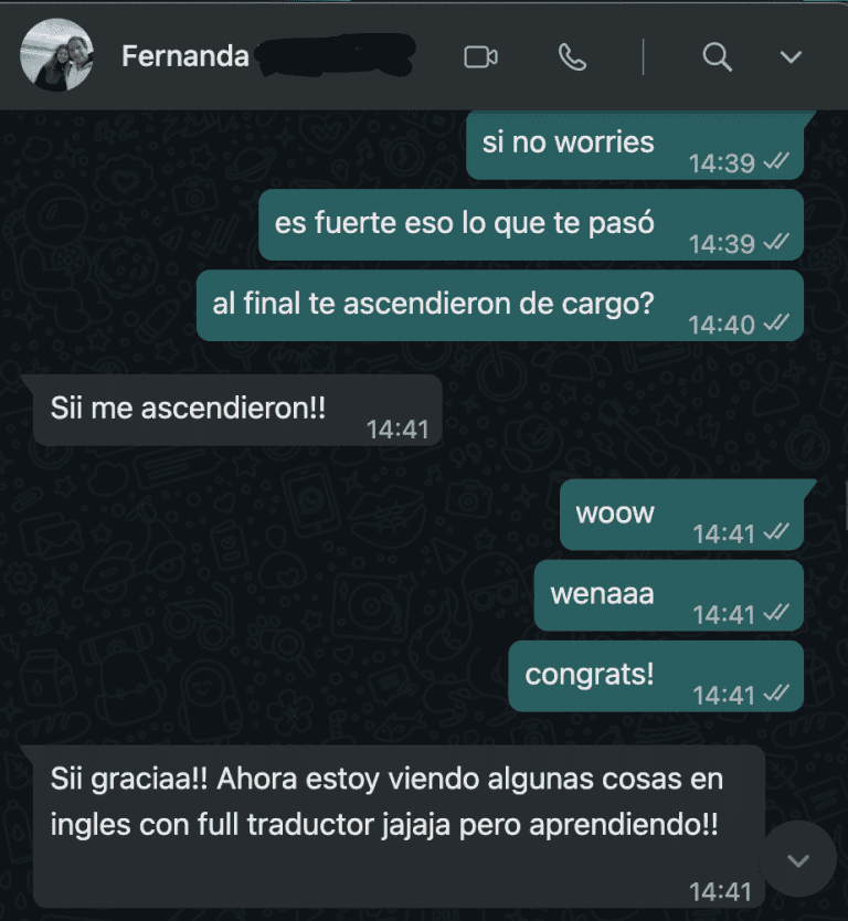 fernanda logró el ascenso